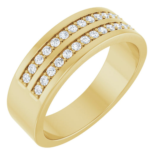 3/8 Ctw Lab-Grown Diamond Double Row Accented Tapered Band