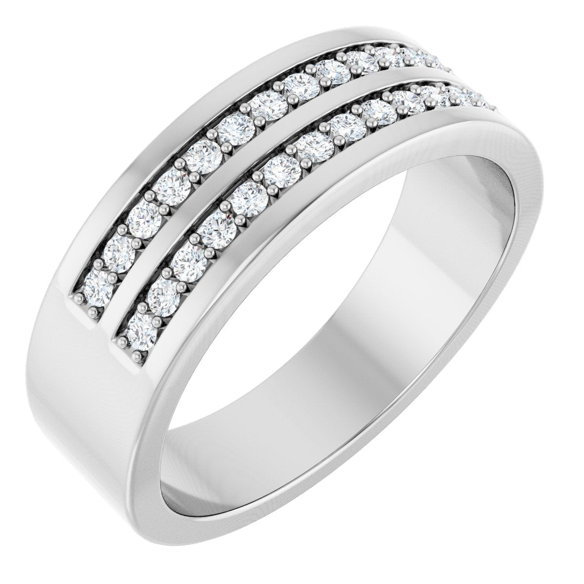 3/8 Ctw Lab-Grown Diamond Double Row Accented Tapered Band