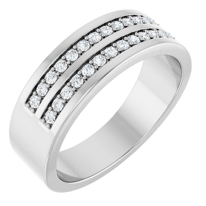 3/8 Ctw Lab-Grown Diamond Double Row Accented Tapered Band