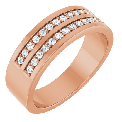 3/8 Ctw Lab-Grown Diamond Double Row Accented Tapered Band