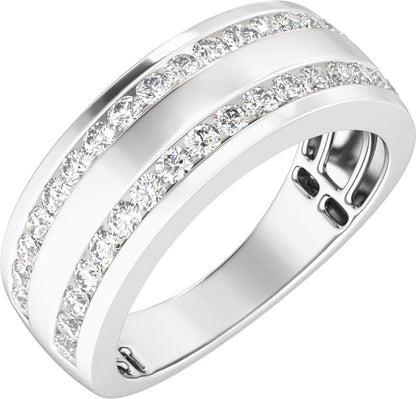 3/4 Ctw Lab Grown Diamond Half Round Accented Tapered Band