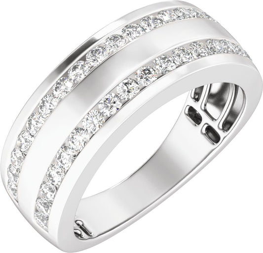 3/4 Ctw Lab Grown Diamond Half Round Accented Tapered Band