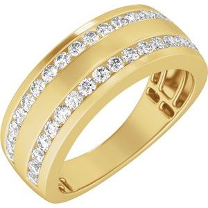 3/4 Ctw Lab Grown Diamond Half Round Accented Tapered Band