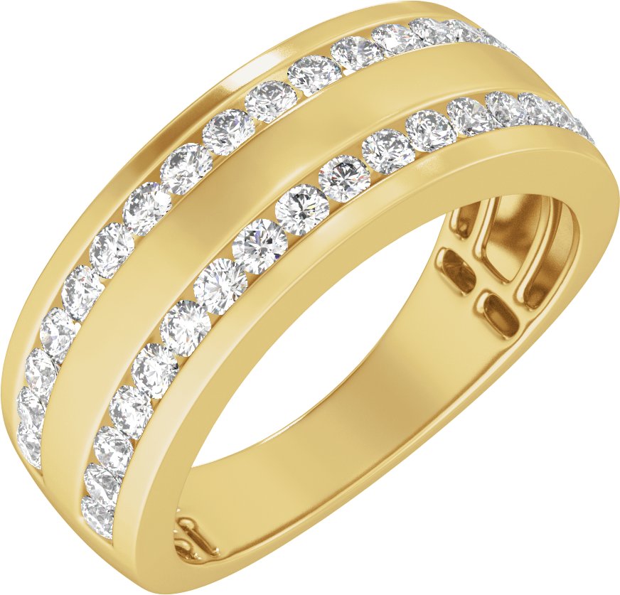 3/4 Ctw Lab Grown Diamond Half Round Accented Tapered Band