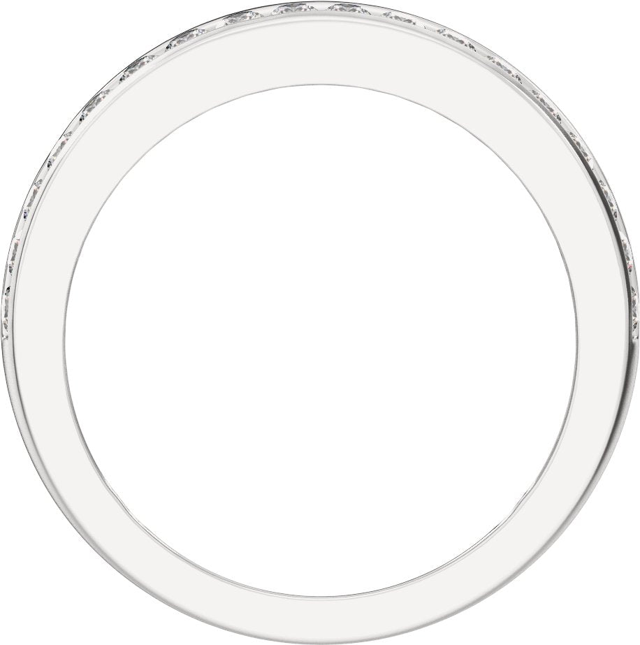 3/4 Ctw Lab Grown Diamond Half Round Accented Tapered Band - White Gold - Lab Grown Diamond