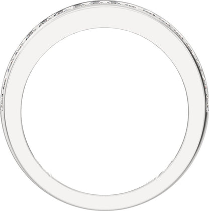 3/4 Ctw Lab Grown Diamond Half Round Accented Tapered Band - White Gold - Lab Grown Diamond