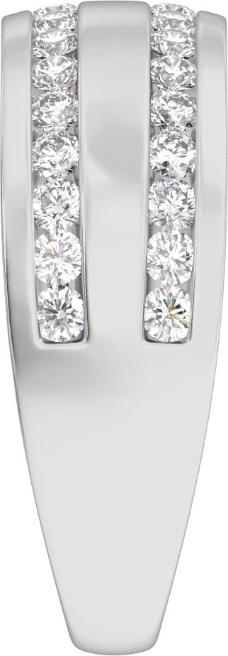 3/4 Ctw Lab Grown Diamond Half Round Accented Tapered Band - White Gold - Lab Grown Diamond