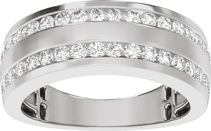 3/4 Ctw Lab Grown Diamond Half Round Accented Tapered Band - White Gold - Lab Grown Diamond