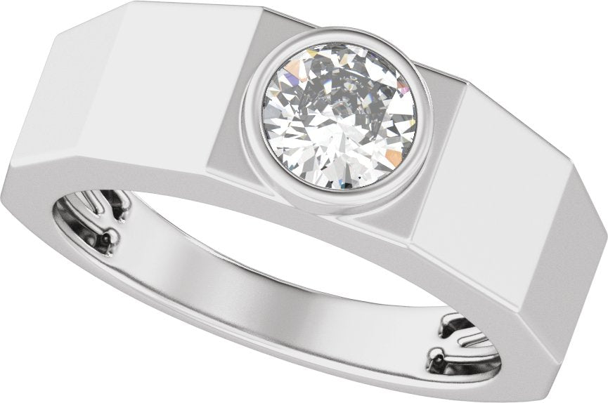 1 Ctw Lab Grown Diamond Solitaire Tapered Band - White Gold - Lab Grown Diamond