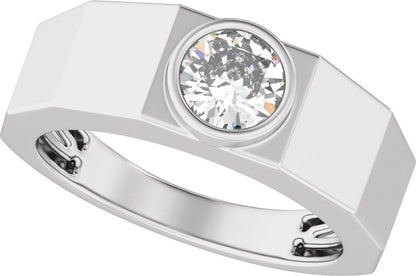 1 Ctw Lab Grown Diamond Solitaire Tapered Band - White Gold - Lab Grown Diamond