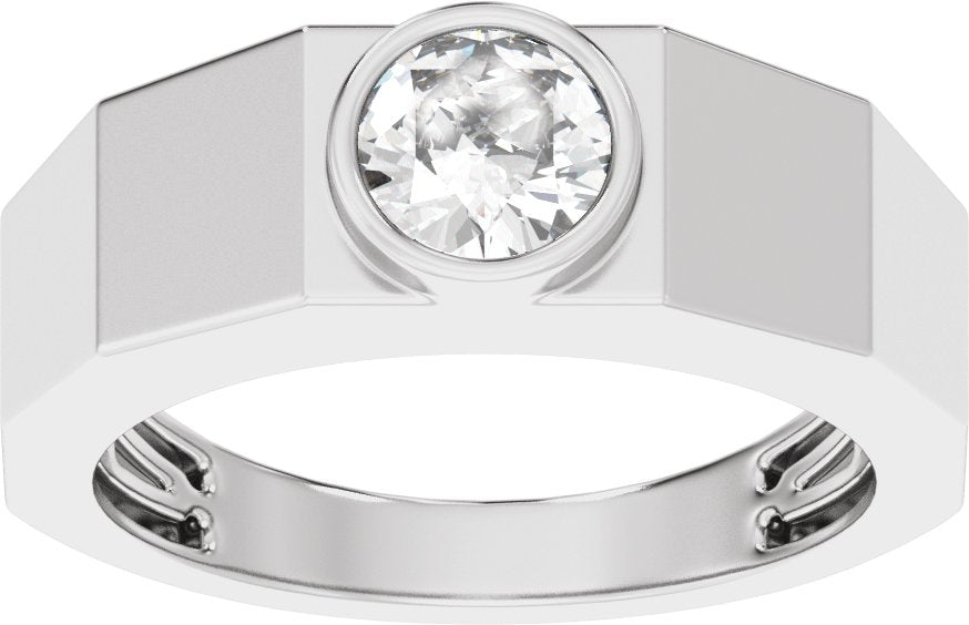 1 Ctw Lab Grown Diamond Solitaire Tapered Band - White Gold - Lab Grown Diamond