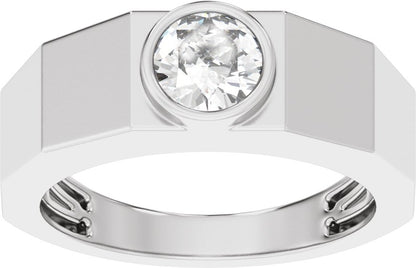 1 Ctw Lab Grown Diamond Solitaire Tapered Band - White Gold - Lab Grown Diamond