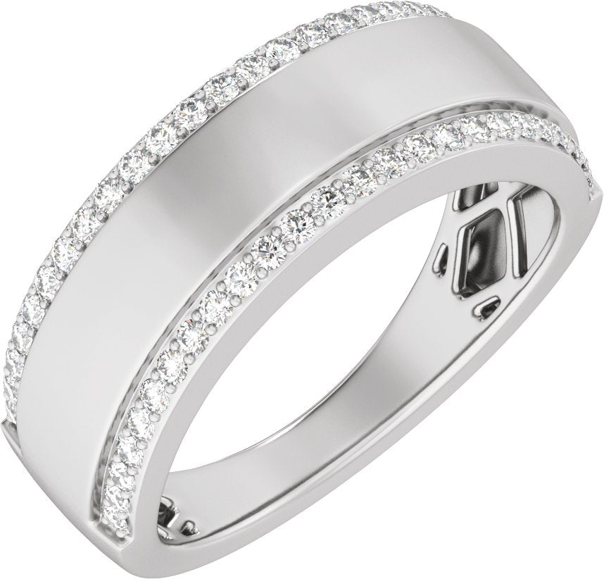 1/2 Ctw Lab Grown Diamond Half Round Accented Tapered Band
