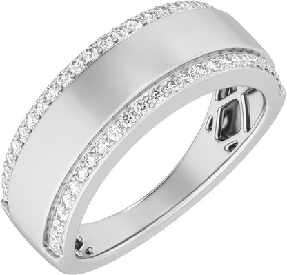 1/2 Ctw Lab Grown Diamond Half Round Accented Tapered Band