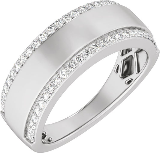1/2 Ctw Lab Grown Diamond Half Round Accented Tapered Band