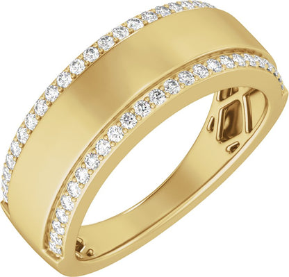 1/2 Ctw Lab Grown Diamond Half Round Accented Tapered Band