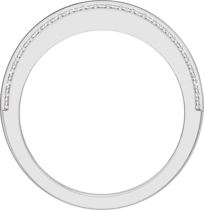 1/2 Ctw Lab Grown Diamond Half Round Accented Tapered Band - White Gold - Lab Grown Diamond