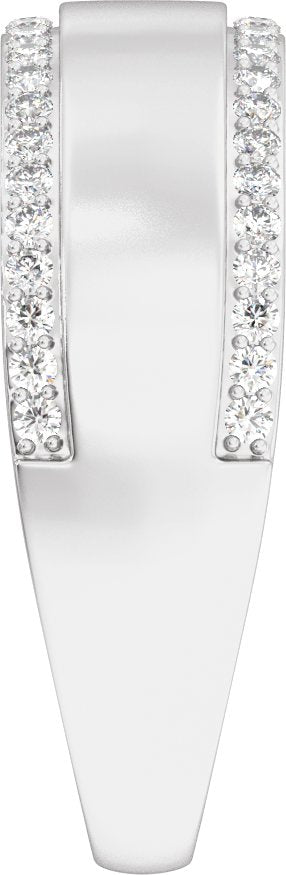 1/2 Ctw Lab Grown Diamond Half Round Accented Tapered Band - White Gold - Lab Grown Diamond