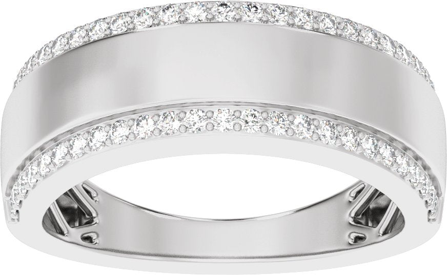 1/2 Ctw Lab Grown Diamond Half Round Accented Tapered Band - White Gold - Lab Grown Diamond