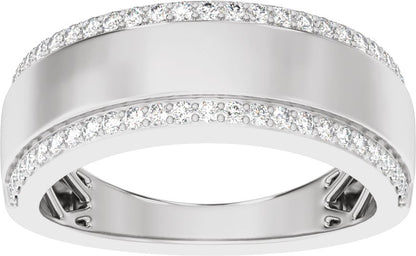 1/2 Ctw Lab Grown Diamond Half Round Accented Tapered Band - White Gold - Lab Grown Diamond