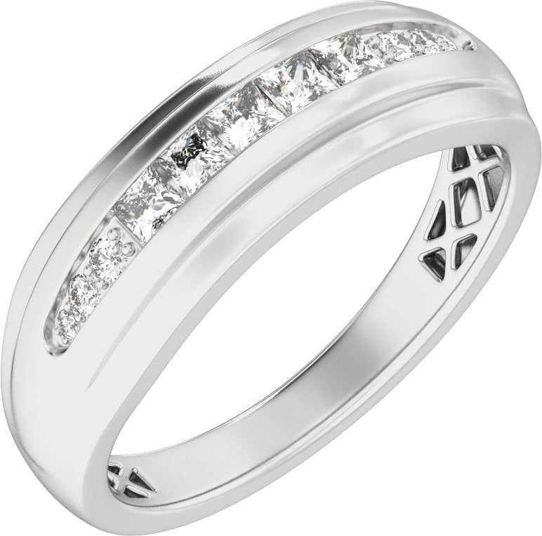 1/2 Ctw Lab Grown Diamond Stepped Accented Tapered Band