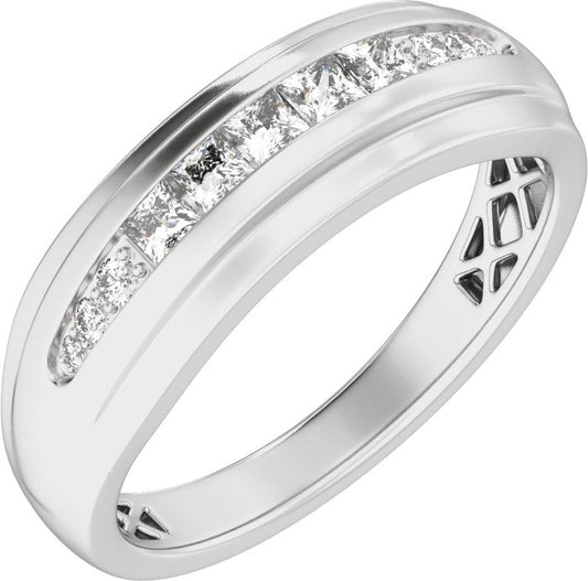 1/2 Ctw Lab Grown Diamond Stepped Accented Tapered Band