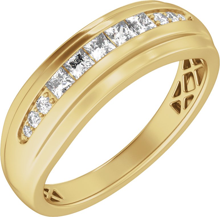 1/2 Ctw Lab Grown Diamond Stepped Accented Tapered Band