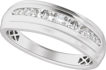 1/2 Ctw Lab Grown Diamond Stepped Accented Tapered Band - White Gold - Lab Grown Diamond