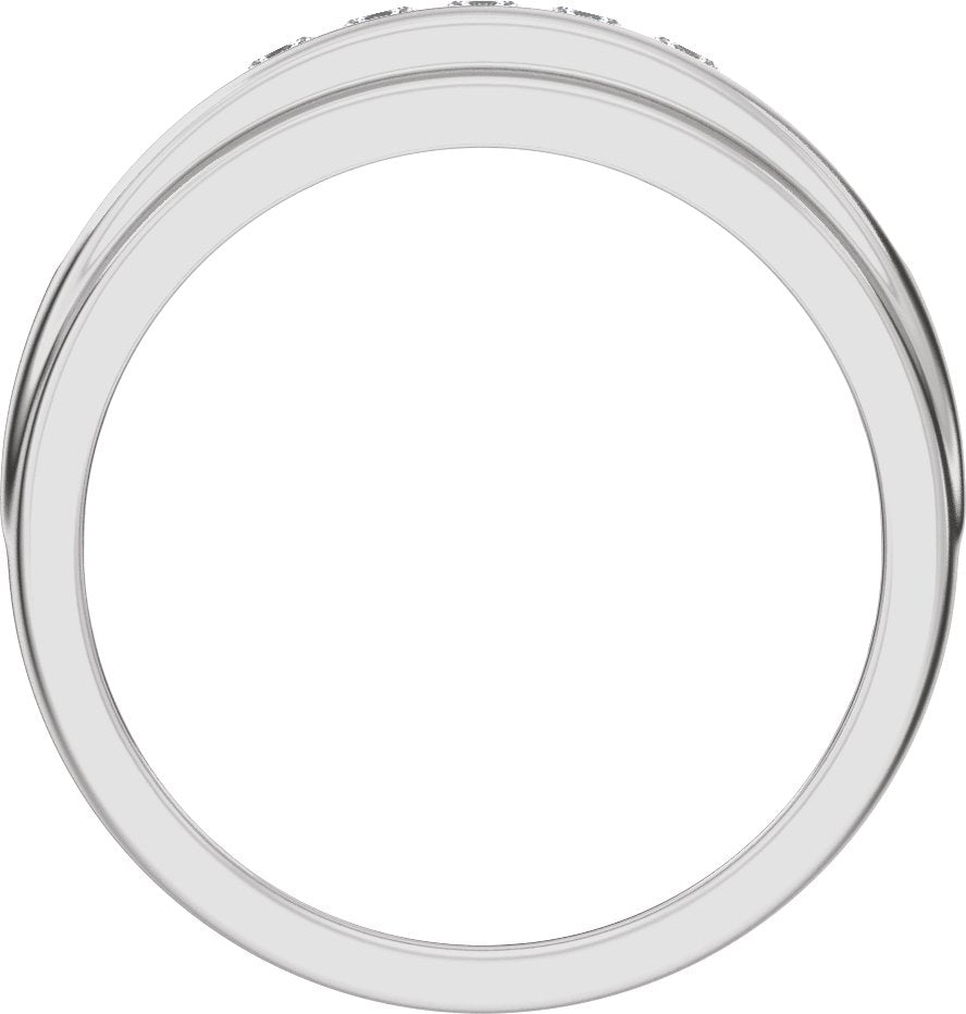 1/2 Ctw Lab Grown Diamond Stepped Accented Tapered Band - White Gold - Lab Grown Diamond