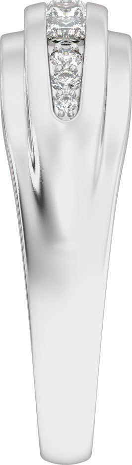 1/2 Ctw Lab Grown Diamond Stepped Accented Tapered Band - White Gold - Lab Grown Diamond