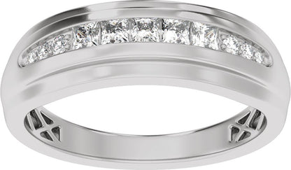 1/2 Ctw Lab Grown Diamond Stepped Accented Tapered Band - White Gold - Lab Grown Diamond