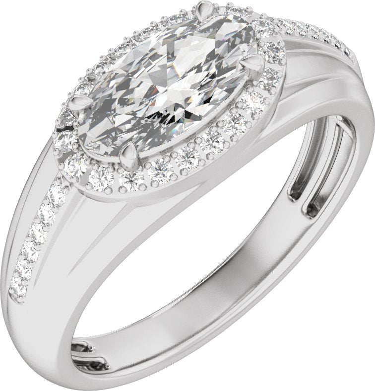 1 3/4 Ctw Lab Grown Diamond Halo Tapered Band With Accents