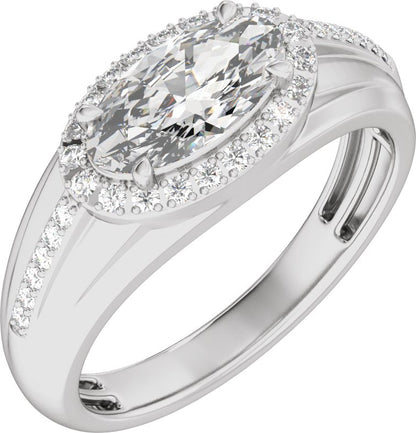 1 3/4 Ctw Lab Grown Diamond Halo Tapered Band With Accents
