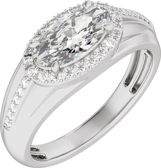 1 3/4 Ctw Lab Grown Diamond Halo Tapered Band With Accents