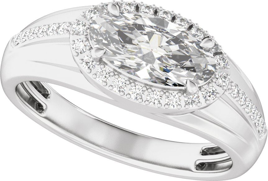 1 3/4 Ctw Lab Grown Diamond Halo Tapered Band With Accents - White Gold - Lab Grown Diamond