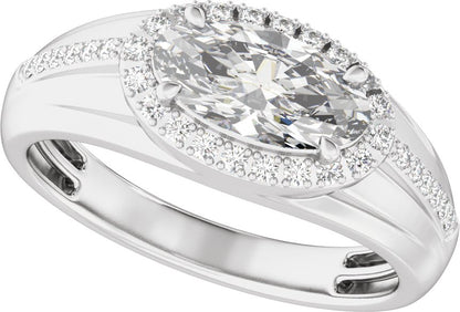 1 3/4 Ctw Lab Grown Diamond Halo Tapered Band With Accents - White Gold - Lab Grown Diamond