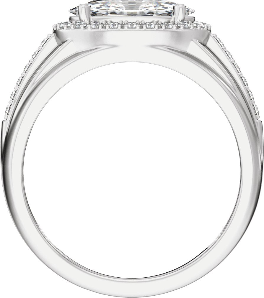 1 3/4 Ctw Lab Grown Diamond Halo Tapered Band With Accents - White Gold - Lab Grown Diamond