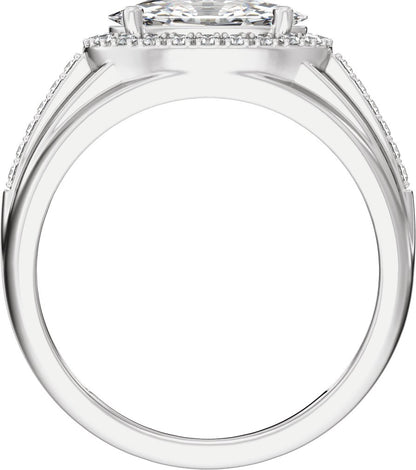 1 3/4 Ctw Lab Grown Diamond Halo Tapered Band With Accents - White Gold - Lab Grown Diamond