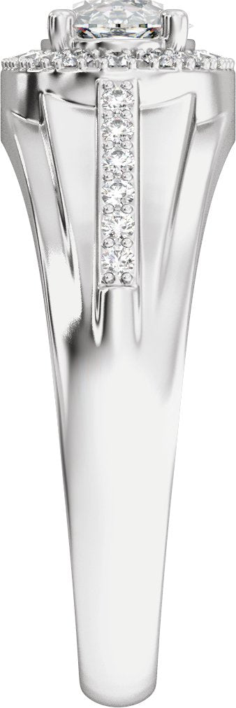 1 3/4 Ctw Lab Grown Diamond Halo Tapered Band With Accents - White Gold - Lab Grown Diamond