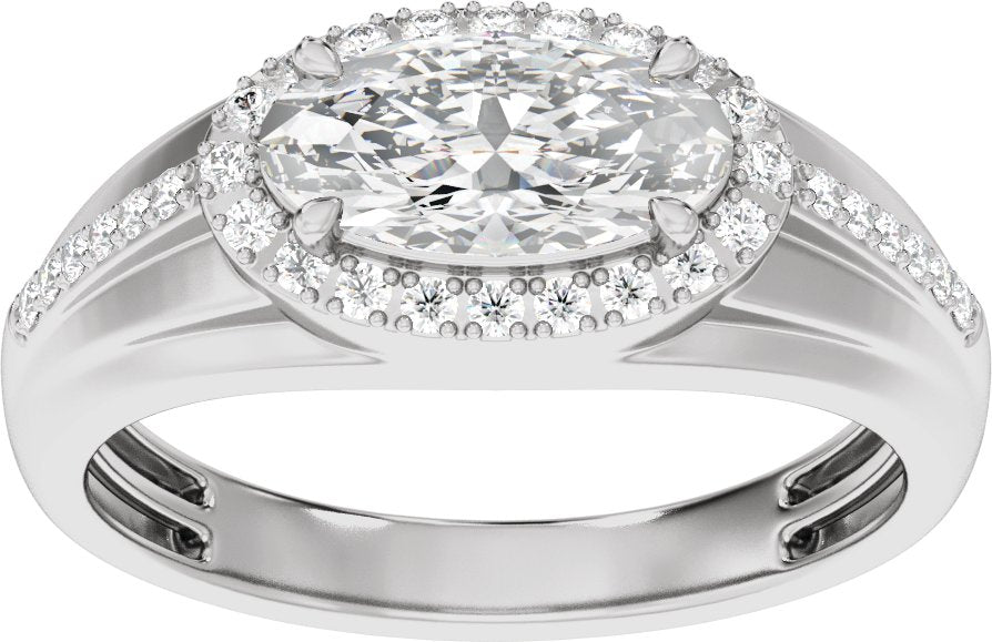 1 3/4 Ctw Lab Grown Diamond Halo Tapered Band With Accents - White Gold - Lab Grown Diamond