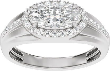 1 3/4 Ctw Lab Grown Diamond Halo Tapered Band With Accents - White Gold - Lab Grown Diamond