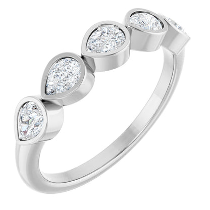 3/4 Ctw Pear Lab-Grown Diamond Anniversary Band