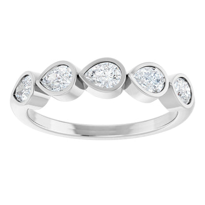 3/4 Ctw Pear Lab-Grown Diamond Anniversary Band - White Gold - Lab Grown Diamond