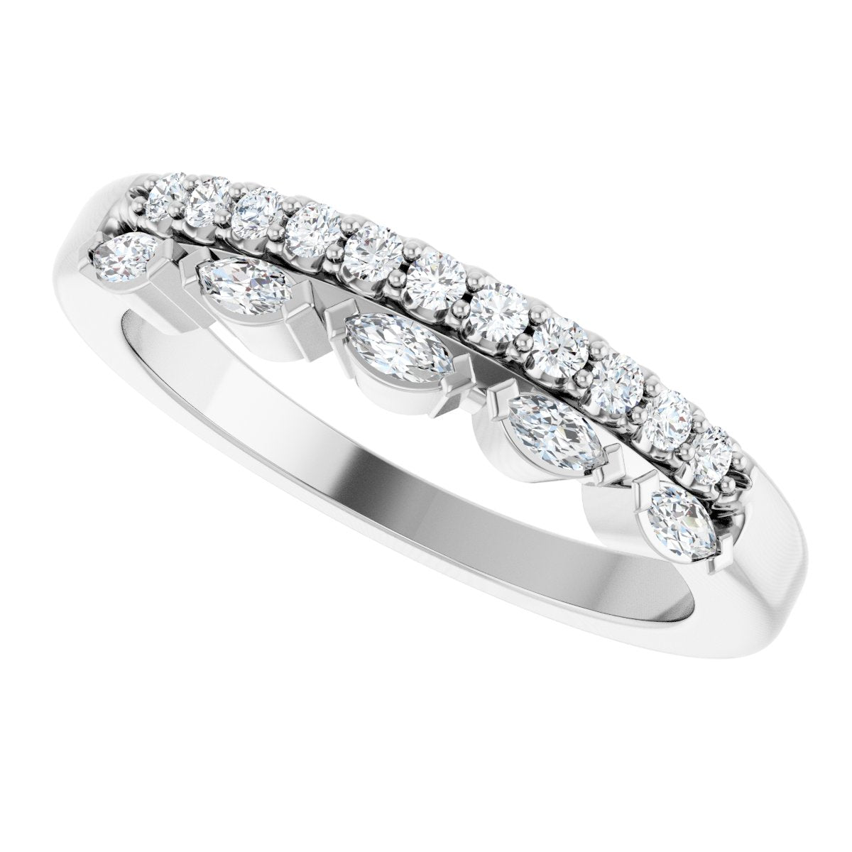 1/3 Ctw Marquise Lab-Grown Diamond Anniversary Band - White Gold - Lab Grown Diamond