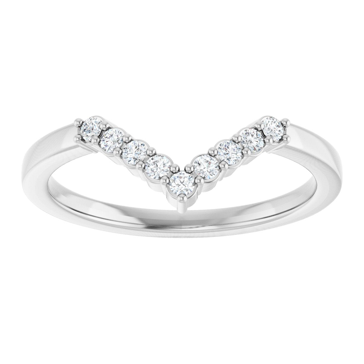 1/8 Ctw Lab-Grown Diamond Contour Band - White Gold - Lab Grown Diamond