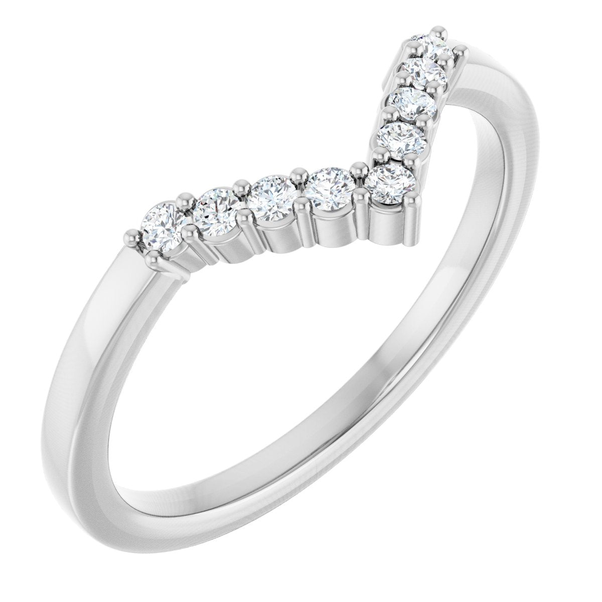 1/8 Ctw Lab-Grown Diamond Contour Band - White Gold - Lab Grown Diamond