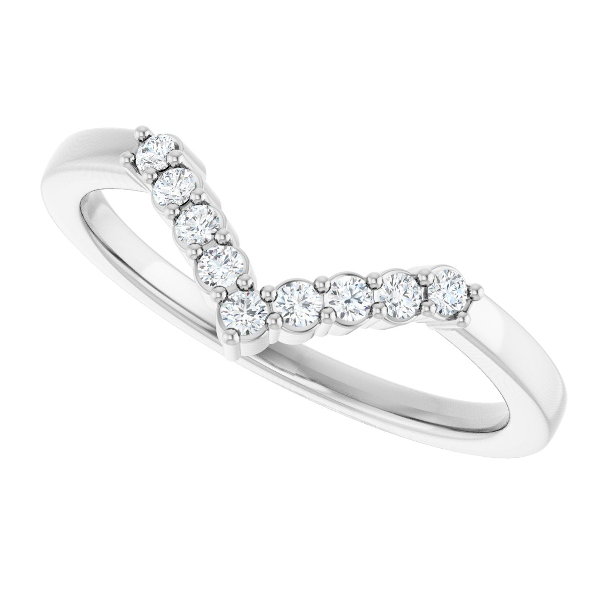 1/8 Ctw Lab-Grown Diamond Contour Band - White Gold - Lab Grown Diamond