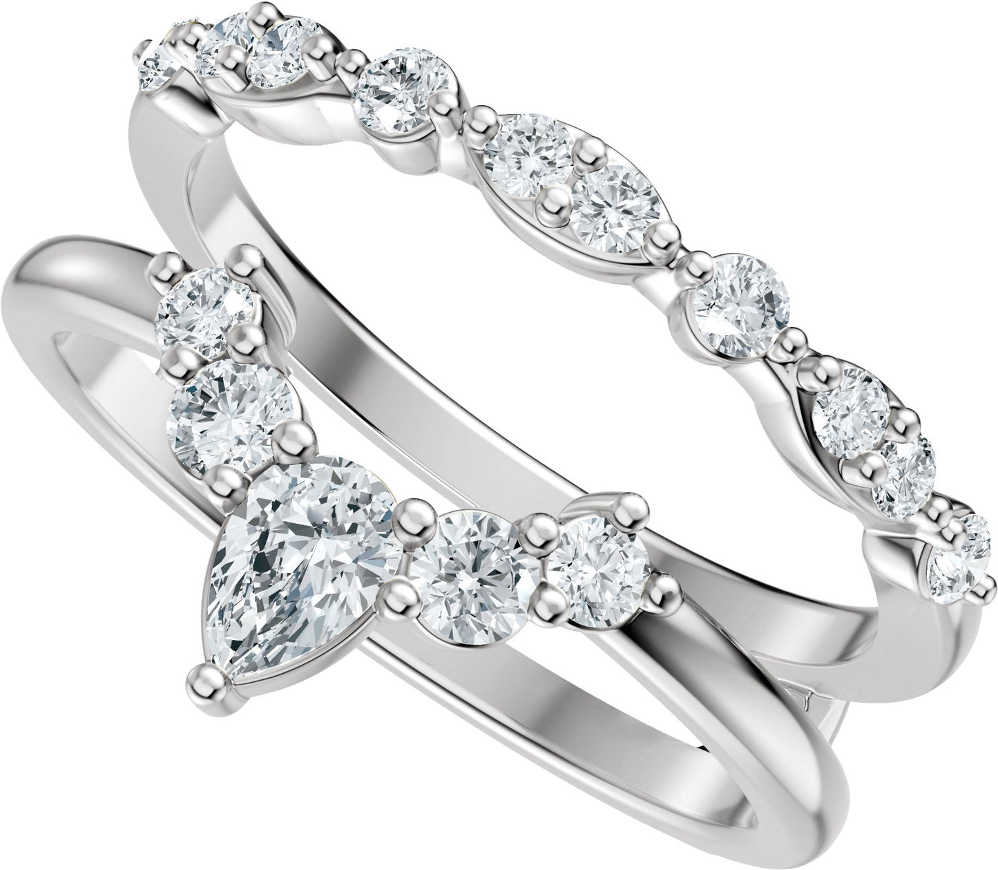 5/8 Ctw Pear Lab-Grown Diamond Ring Guard - White Gold - Lab Grown Diamond