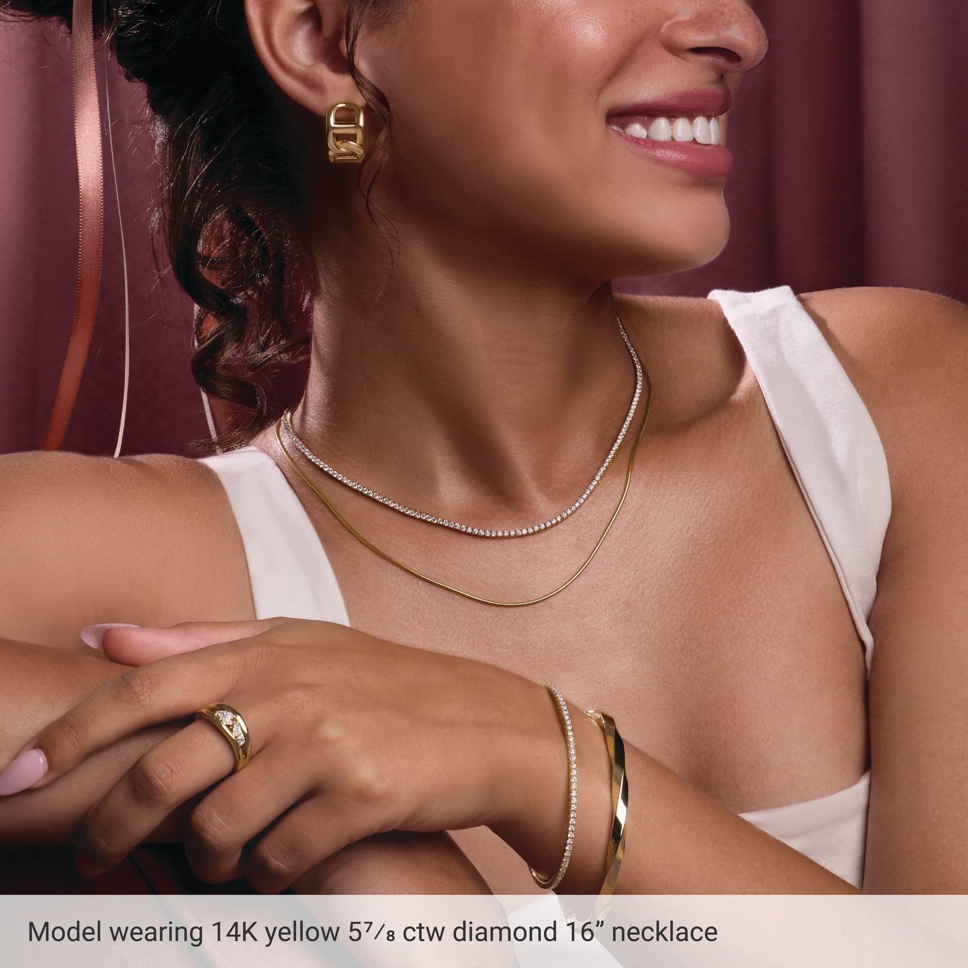 5 7/8 Ctw Lab-Grown Diamond Line Necklace - Rose Gold - Lab Grown Diamond