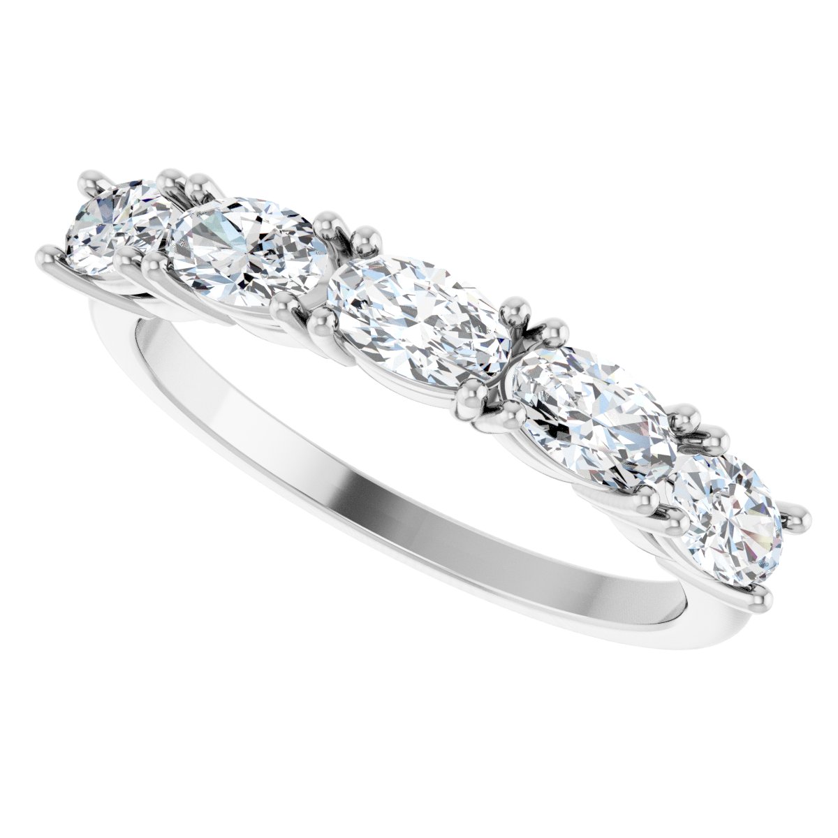 9/10 Ctw Oval Lab-Grown Diamond Anniversary Band - White Gold - Lab Grown Diamond